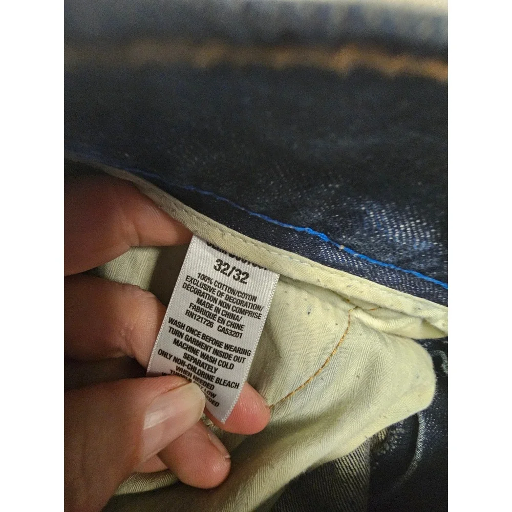 True Religion Ricky Super T Straight Leg Jeans Mens 32 Dark Wash Contrast Stitch